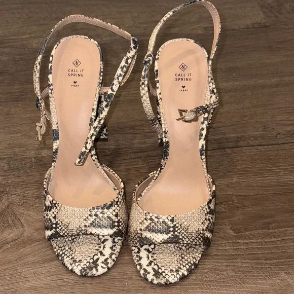 Call It Spring Snakeskin Print Heels - Picture 2 of 8
